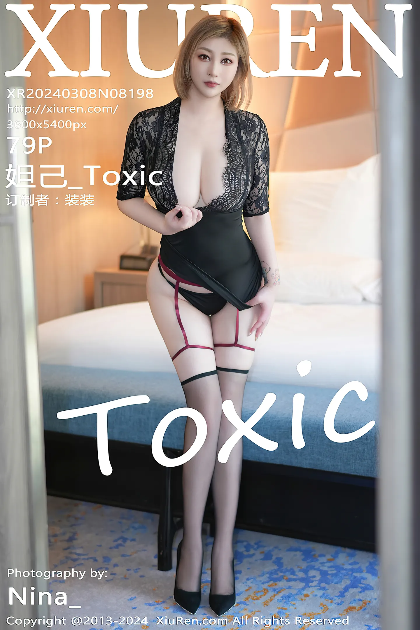 [XiuRen秀人网]VOL.8198 女神妲己 Toxic性感网纱连衣短裙配黑丝吊袜秀完美身材诱惑写真80P-秀人网官方网站